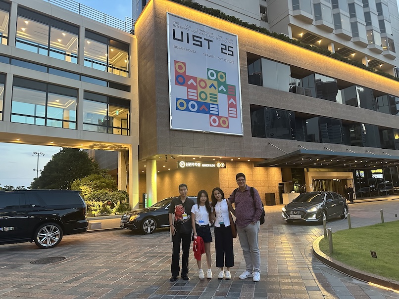 Lei Zhang, Lauren Wang, Parastoo Abtahi, and Mo in front of the conference venue in Busan, South Korea